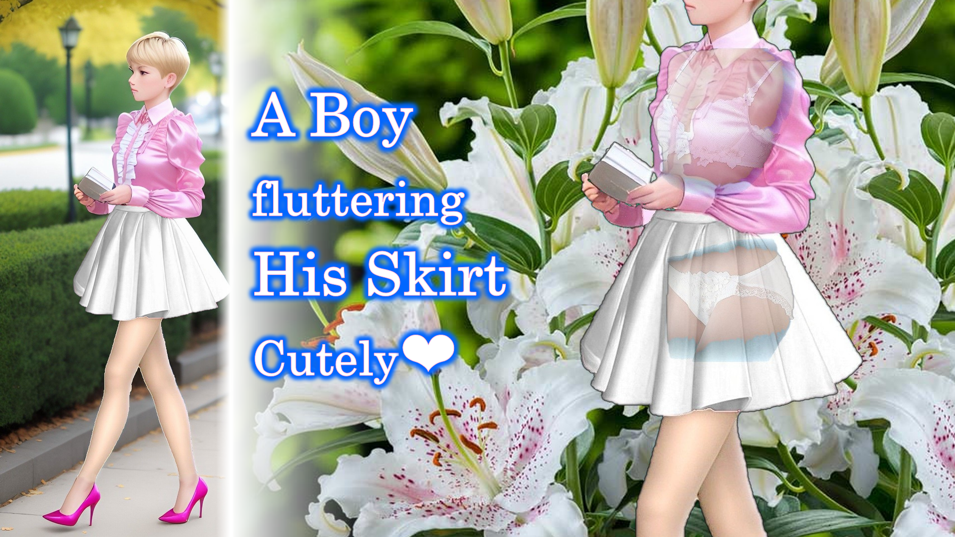 A Boy fluttering His Skirt Cutely E